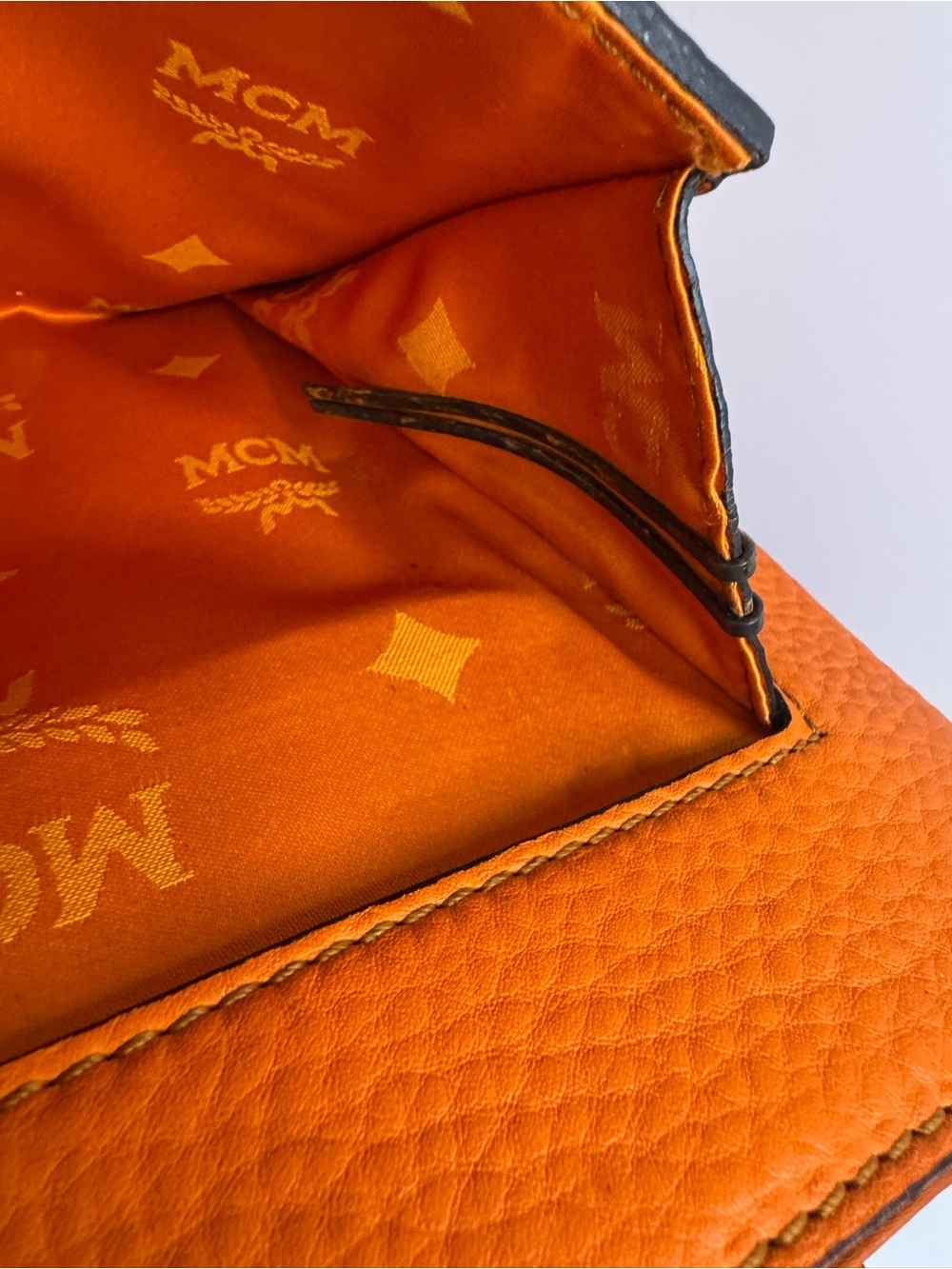 #320 MCM Limited Edition Buckle Flap Top Handle Leather Color block Two Way Bag - Picture 16 of 17